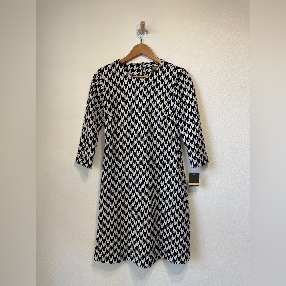 Taylor Black White Geometric Print Dress Size 2 NWT - Picture 5 of 5